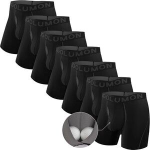 Men’s Boxer Briefs 7 Pack Breathable Bamboo Rayon Soft Trunks w Pouch